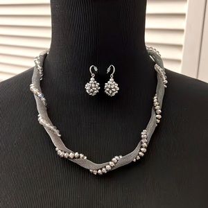 Necklace and Earrings in charcoal grey - 16”/18”